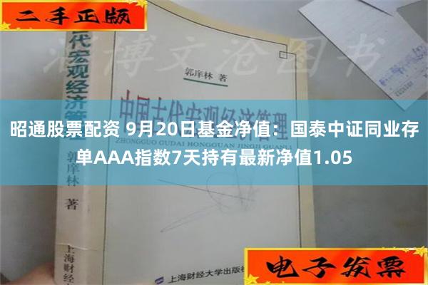 昭通股票配资 9月20日基金净值：国泰中证同业存单AAA指数7天持有最新净值1.05