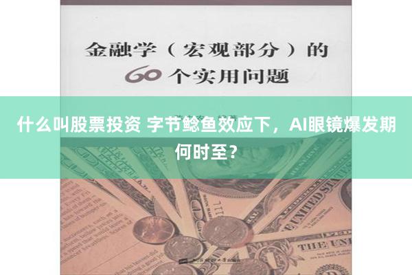 什么叫股票投资 字节鲶鱼效应下，AI眼镜爆发期何时至？