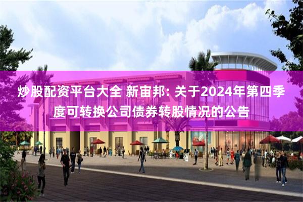 炒股配资平台大全 新宙邦: 关于2024年第四季度可转换公司债券转股情况的公告